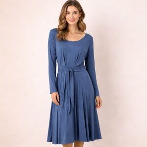 PERUVIAN CONNECTION Blue Celeste Tie Waist Midi Dress Size XL